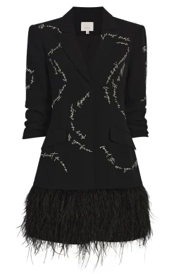 Feather And Script Embellished Joel Dress