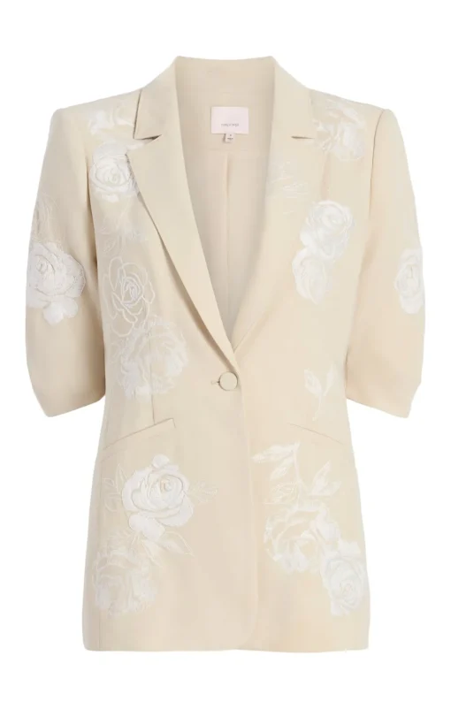 Floating Roses Embellished Short Sleeve Khloe Blazer