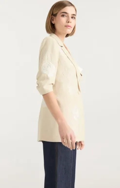 Floating Roses Embellished Short Sleeve Khloe Blazer