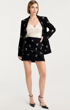 Heatset Brooches Embellished Doris Skirt