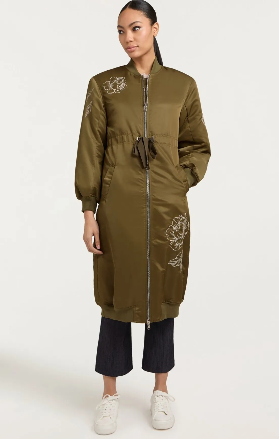 Peony Embroidered Long Pauline Coat