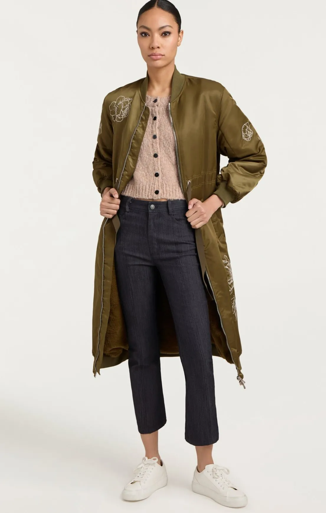 Peony Embroidered Long Pauline Coat