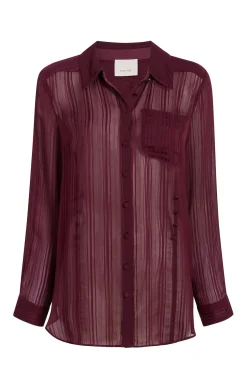 Sheer Stripe Shirred Kandice Top